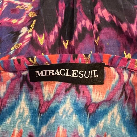 Miraclesuit Bella Alba Cotton Caftan Cover-Up in Midnight Blue (M) - Picture 11 of 14